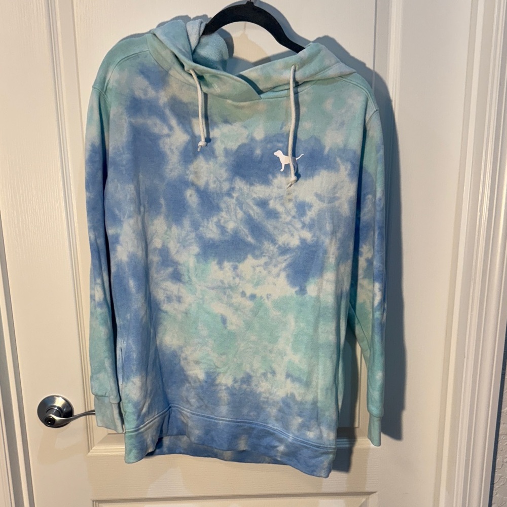 Victoria's Secret Blue and Green Tie-Dye Women’s Hoodie Size XS
